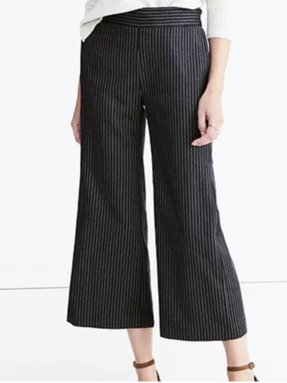 Madewell Wool Wide Leg Trouser Pants Navy Blue Bryant Gemma Elastic Waist Small
